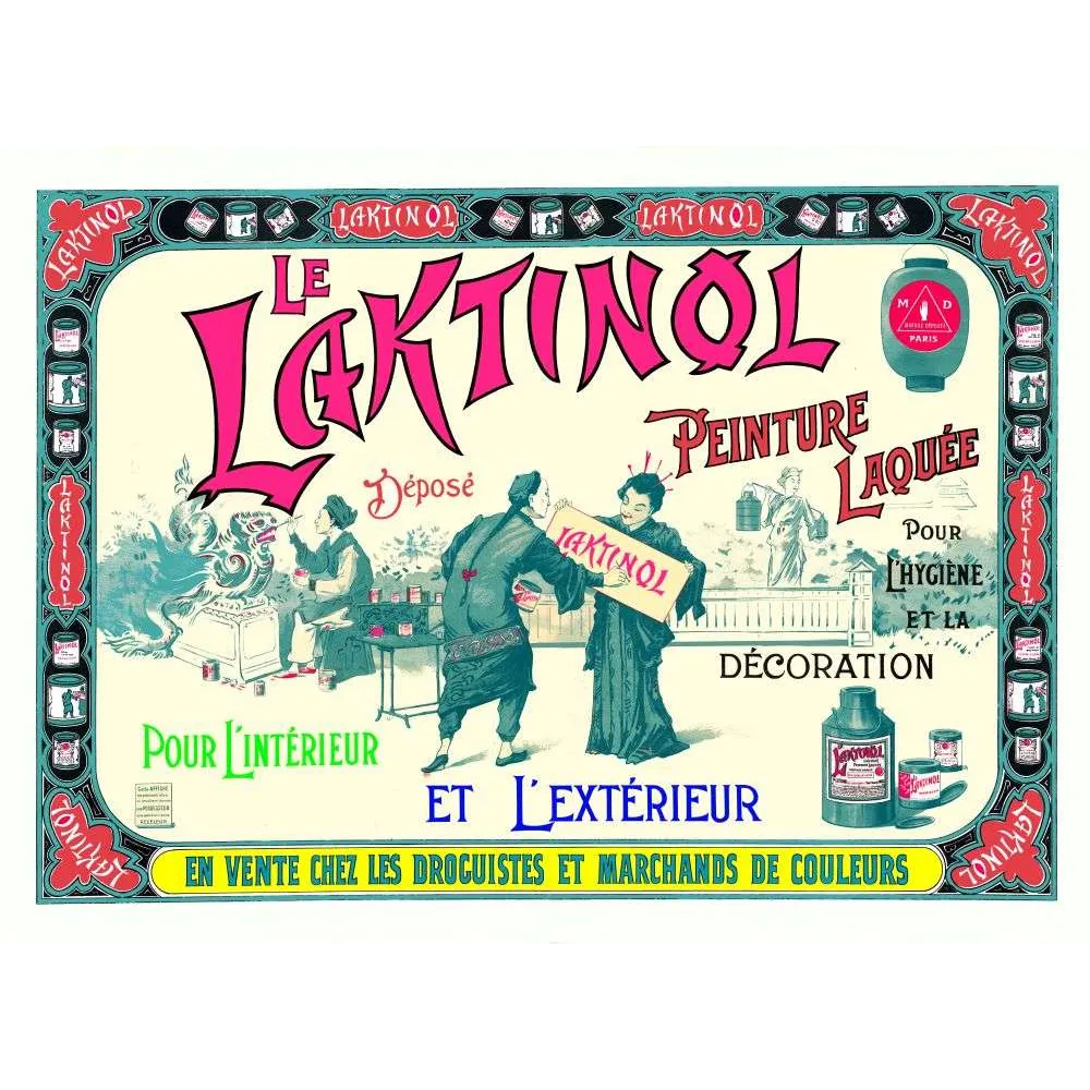 Affiche vintage Laktinol peinture laquée hygiène décoration – Pub orientaliste XIXe Affiche vintage Laktinol peinture laquée hygiène décoration – Pub orientaliste XIXe