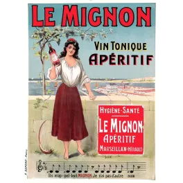 Affiche vintage Vin Mignon apéritif Marseillan Hérault – Pub Languedoc XIXe