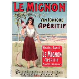 Affiche vintage Vin Mignon apéritif Marseillan Hérault – Pub Languedoc XIXe