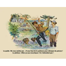 La Pêche et les Moustiques – Illustration humoristique vintage variante