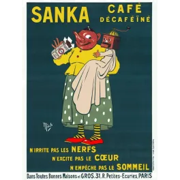 Pub vintage Sanka Café Décaféiné – Paris début XXe siècle