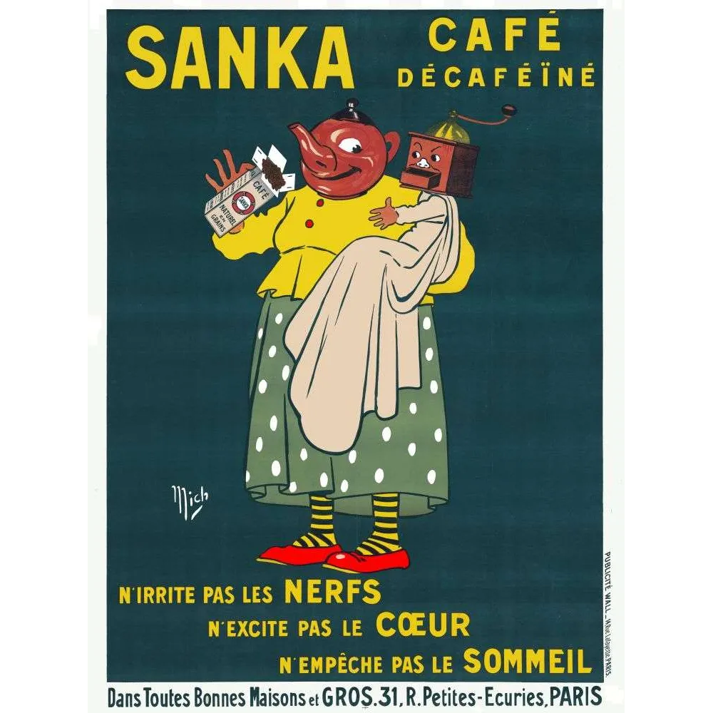 Pub vintage Sanka Café Décaféiné – Paris début XXe siècle Pub vintage Sanka Café Décaféiné – Paris début XXe siècle