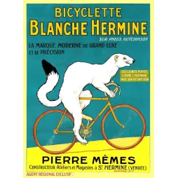 Pub vintage Bicyclette Blanche Hermine – Pierre Mêmes Vendée