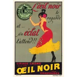 Pub vintage Cirage Œil Noir – Danseuse Art Déco années 1920
