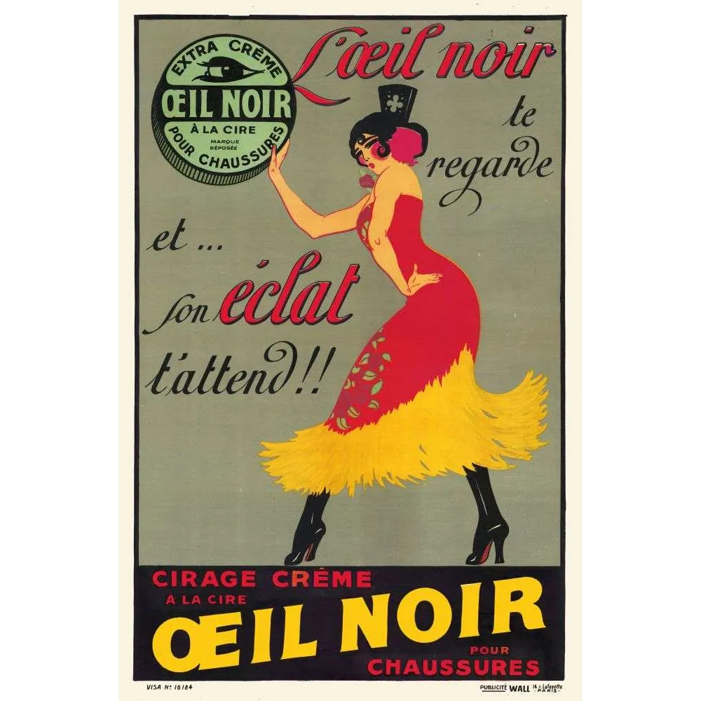 Pub vintage Cirage Œil Noir – Danseuse Art Déco années 1920 Pub vintage Cirage Œil Noir – Danseuse Art Déco années 1920