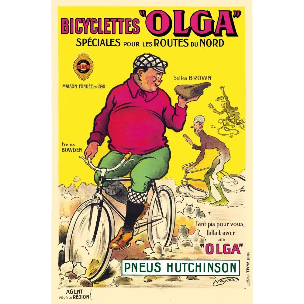 Affiche vintage Bicyclettes Olga – Routes du Nord Affiche vintage Bicyclettes Olga – Routes du Nord