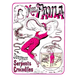 Affiche ancienne Miss Paula – Dompteuse serpents cirque