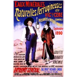 Affiche vintage Eaux Minérales Vic-sur-Cère 1890 – Cantal