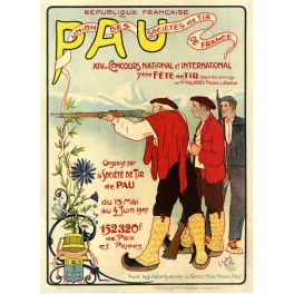 Affiche ancienne Concours de Tir Pau 1907 – République Française