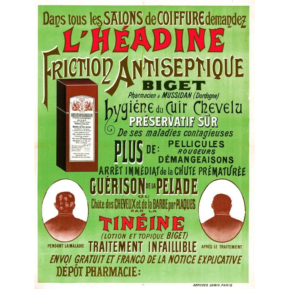 Pub vintage Héadine Friction Antiseptique – Cheveux Mussidan Pub vintage Héadine Friction Antiseptique – Cheveux Mussidan