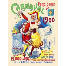 Affiche ancienne Carnaval Perpignan 1900 – Fête catalane