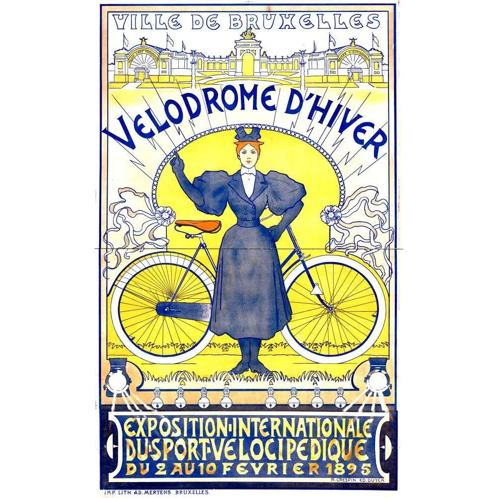 Affiche ancienne Vélodrome d'Hiver Bruxelles – Expo vélo 1895 Affiche ancienne Vélodrome d'Hiver Bruxelles – Expo vélo 1895
