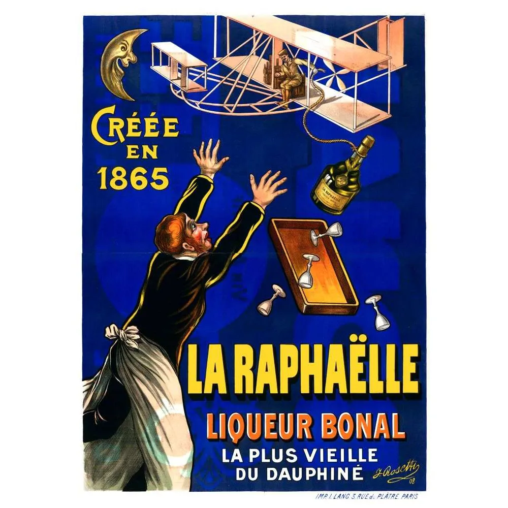 Pub vintage La Raphaëlle Liqueur Bonal – Dauphiné aviation 1908