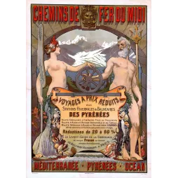 Affiche ancienne Chemins de Fer du Midi – Pyrénées voyages XIXe