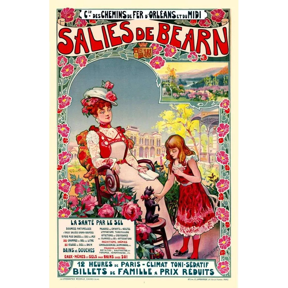Salies-de-Béarn – Affiche touristique thermes Belle Époque Salies-de-Béarn – Affiche touristique thermes Belle Époque