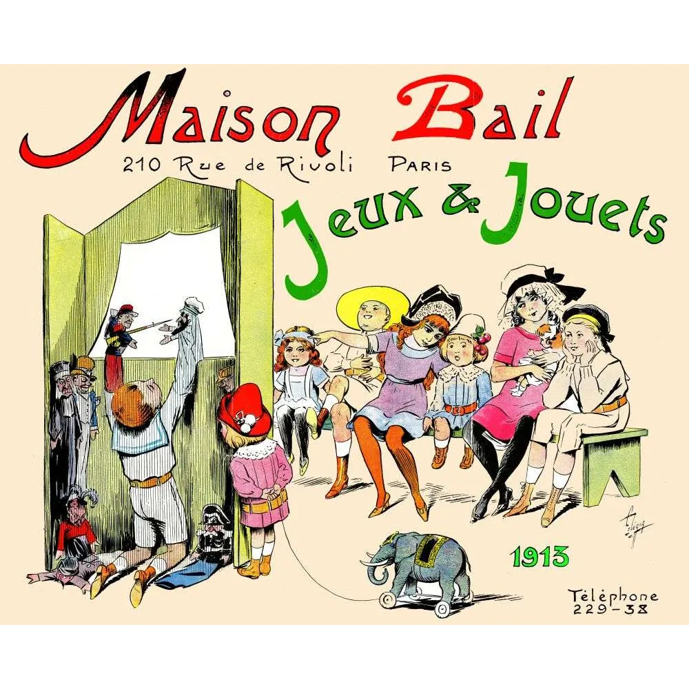 Maison Bail Jouets Paris 1913 – pub vintage enfants Belle Époque