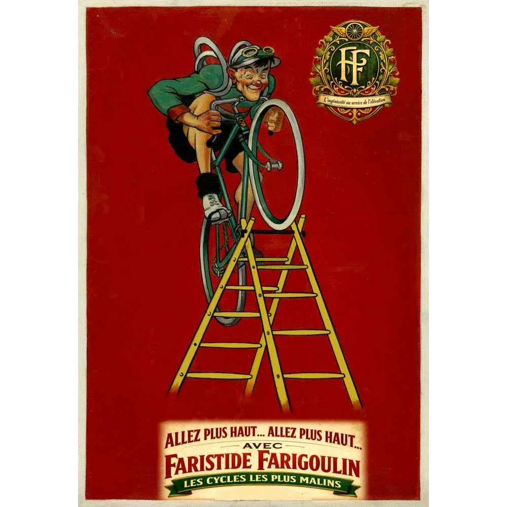 Cycles Faristide Farigoulin – pub vintage vélo humoristique Cycles Faristide Farigoulin – pub vintage vélo humoristique
