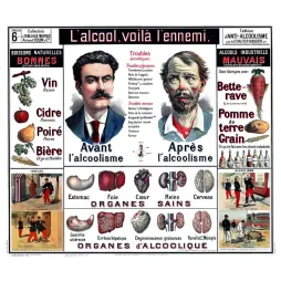 L'Alcool voilà l'ennemi – Tableau scolaire anti-alcoolisme Armand Colin
