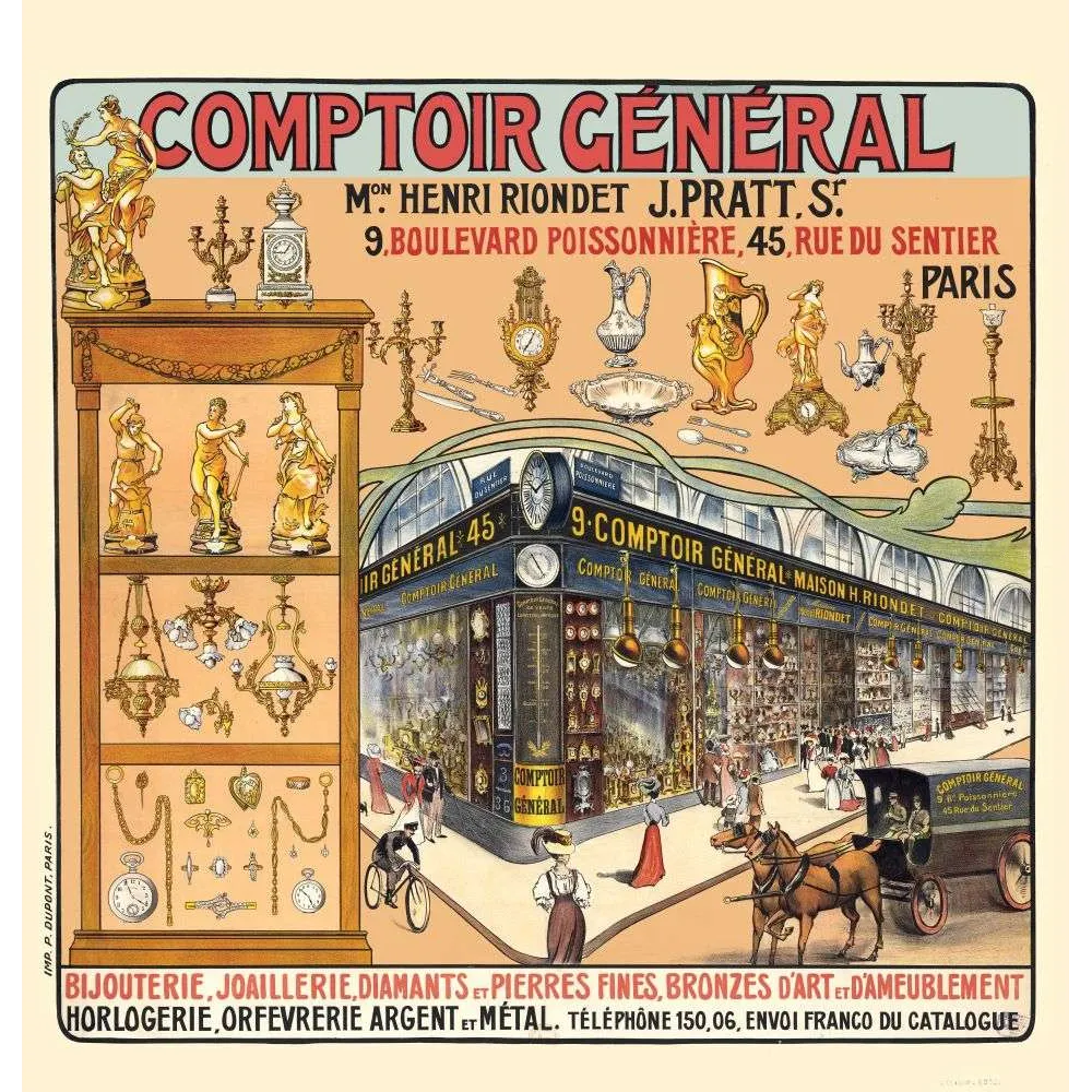 Comptoir Général Riondet Paris – pub vintage bijouterie Belle Époque Comptoir Général Riondet Paris – pub vintage bijouterie Belle Époque