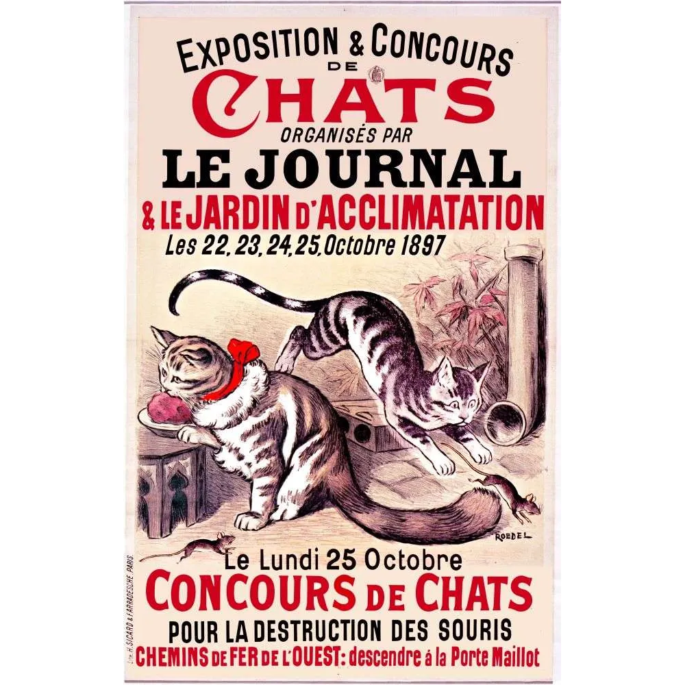 Concours de Chats Paris 1897 – Affiche Le Journal Jardin d'Acclimatation Concours de Chats Paris 1897 – Affiche Le Journal Jardin d'Acclimatation