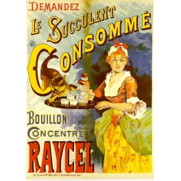 Pub vintage Bouillon Raycel – Consommé cuisinière et chat Paris