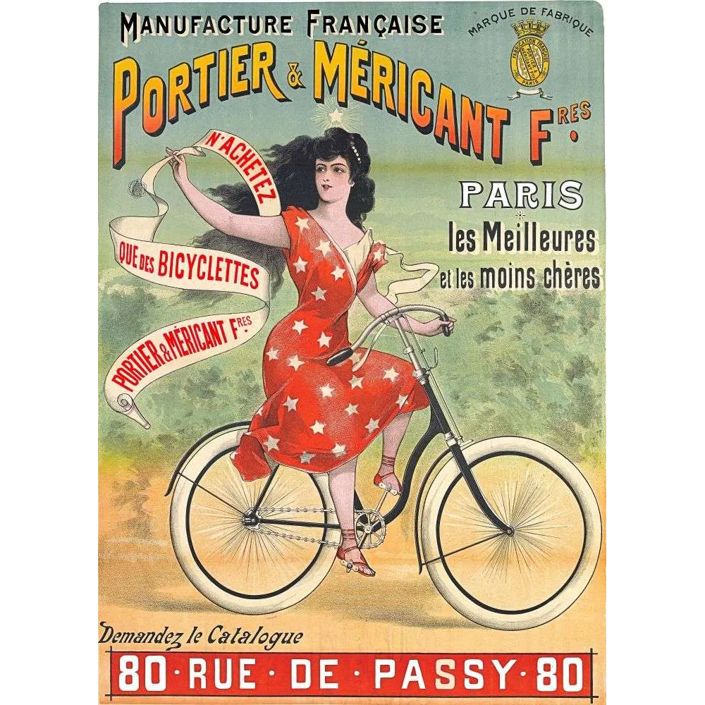 Pub vintage Cycles Portier Méricant – Bicyclettes Paris rue de Passy