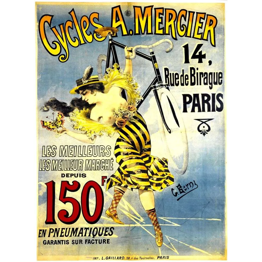 Pub vintage Cycles A. Mercier – Bicyclettes Paris rue de Birague Pub vintage Cycles A. Mercier – Bicyclettes Paris rue de Birague