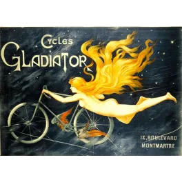 Pub vintage Cycles Gladiator – Femme ailée nuit étoilée Montmartre