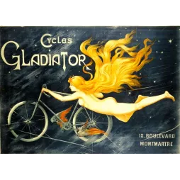 Pub vintage Cycles Gladiator – Femme ailée nuit étoilée Montmartre