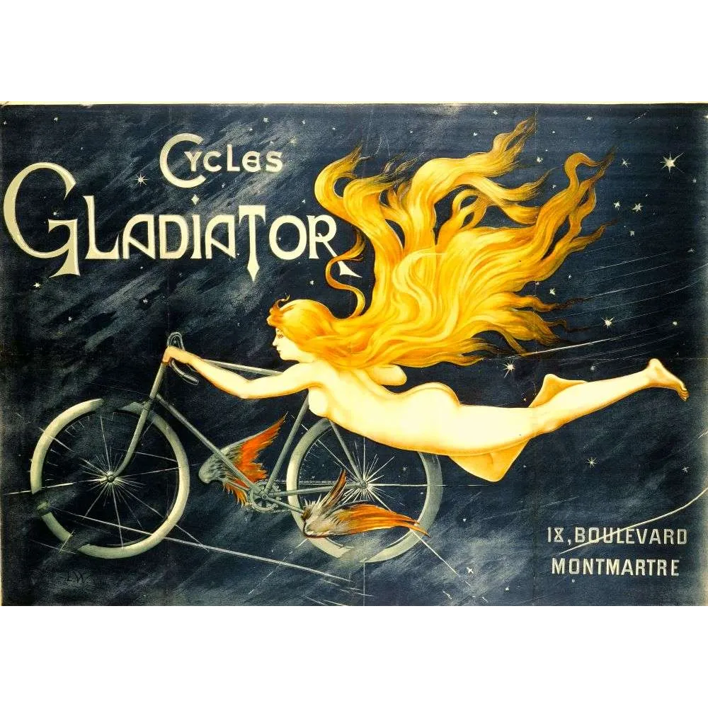 Pub vintage Cycles Gladiator – Femme ailée nuit étoilée Montmartre Pub vintage Cycles Gladiator – Femme ailée nuit étoilée Montmartre