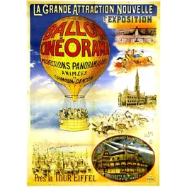 Affiche ancienne Ballon Cinéorama – Exposition Paris 1900 Tour Eiffel
