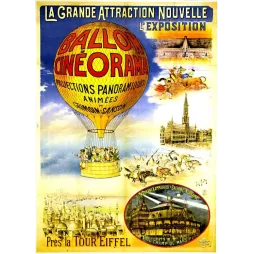 Affiche ancienne Ballon Cinéorama – Exposition Paris 1900 Tour Eiffel