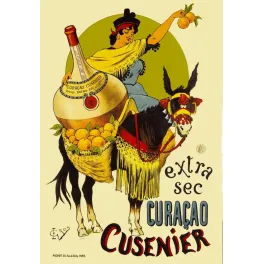 Pub vintage Curaçao Cusenier Extra Sec – Orange âne femme Paris