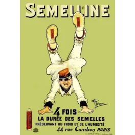 Pub vintage Semelline – Semelles imperméables soldat Paris signé Guillaume