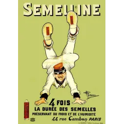 Pub vintage Semelline – Semelles imperméables soldat Paris signé Guillaume