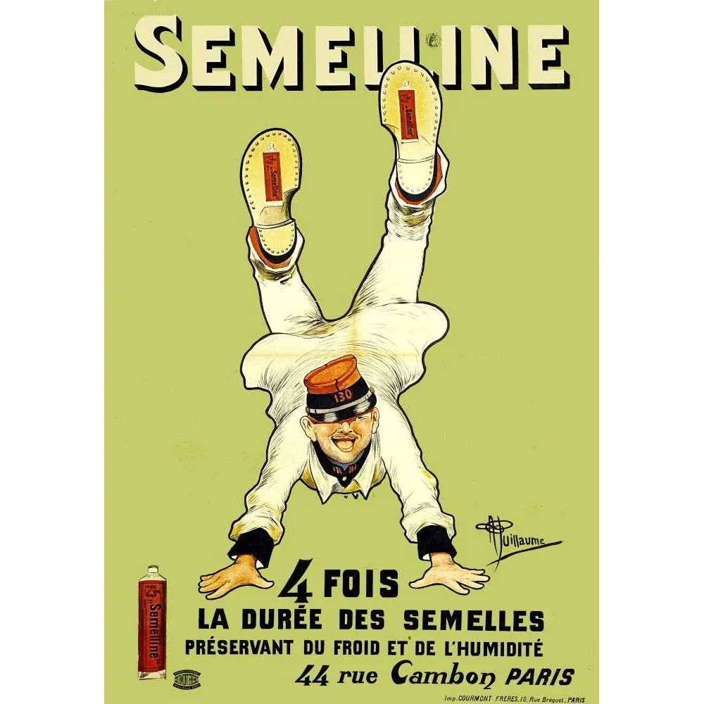 Pub vintage Semelline – Semelles imperméables soldat Paris signé Guillaume Pub vintage Semelline – Semelles imperméables soldat Paris signé Guillaume