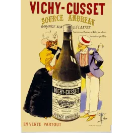 Pub vintage Vichy-Cusset Source Andreau – Eau minérale couple élégant