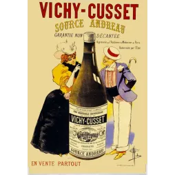Pub vintage Vichy-Cusset Source Andreau – Eau minérale couple élégant