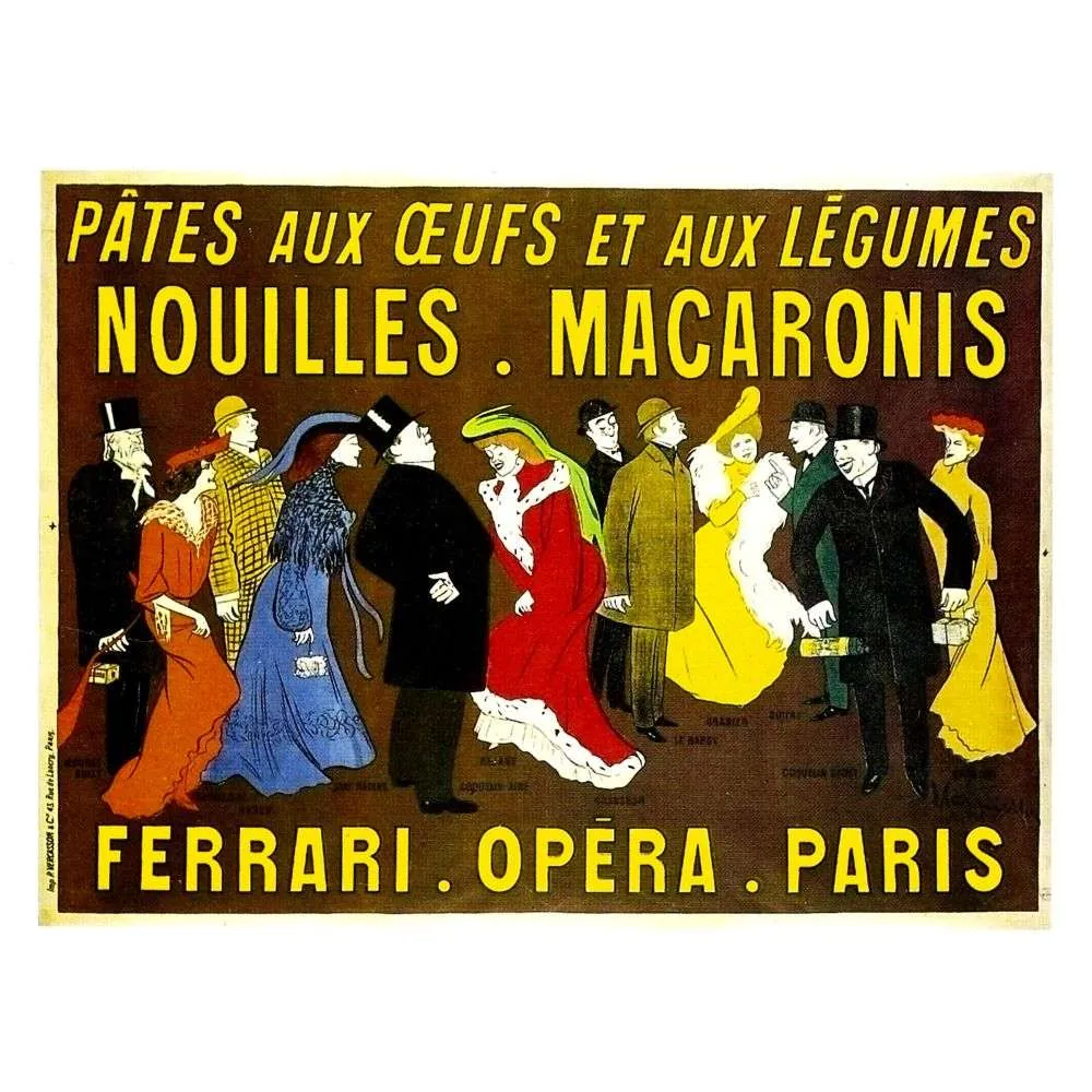 Pub vintage Pâtes Ferrari Opéra Paris – Nouilles macaronis cortège mondain Pub vintage Pâtes Ferrari Opéra Paris – Nouilles macaronis cortège mondain
