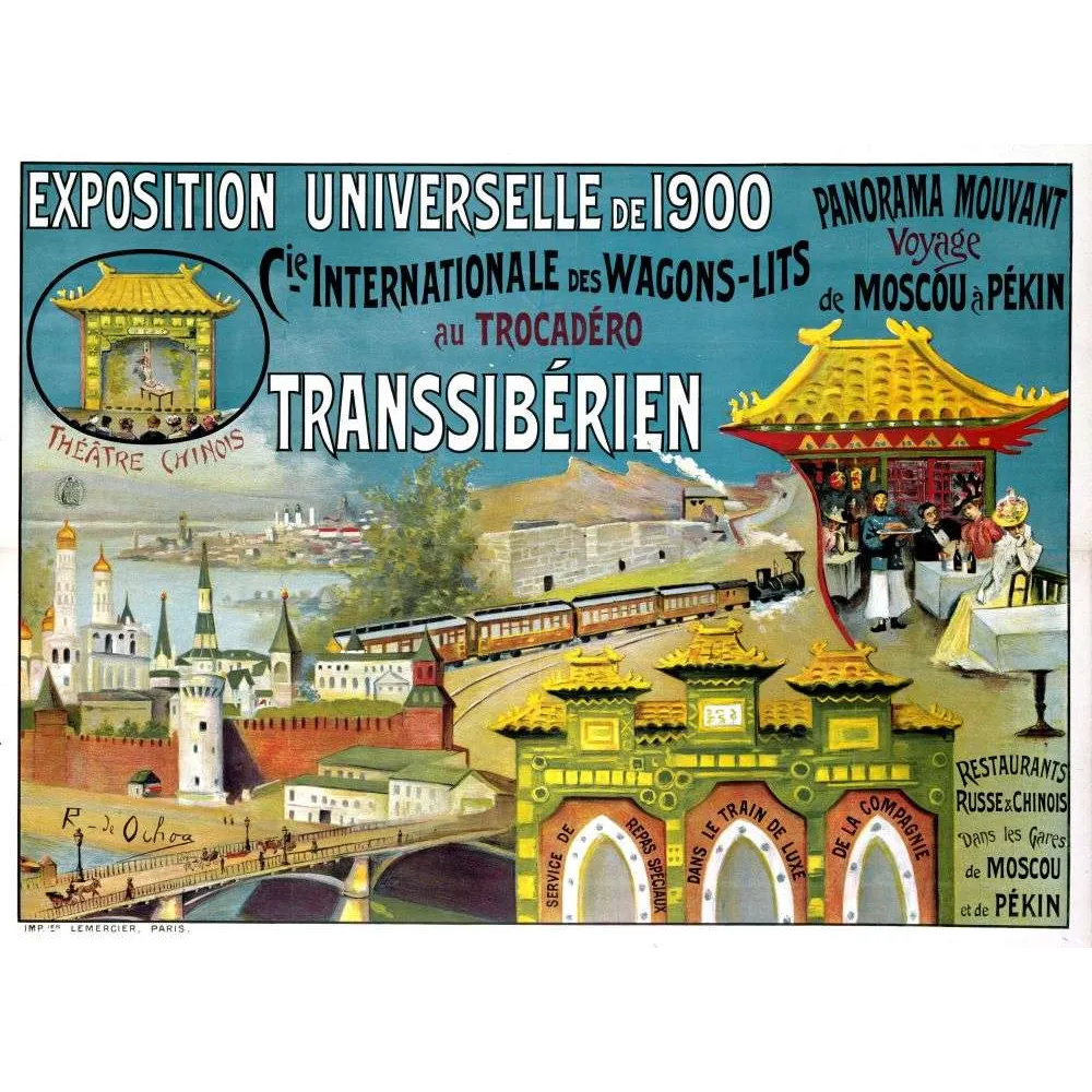 Affiche ancienne Transsibérien – Exposition Universelle Paris 1900 Affiche ancienne Transsibérien – Exposition Universelle Paris 1900