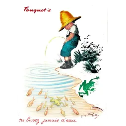 Pub vintage Fouquet's – Ne buvez jamais d'eau enfant poissons Paris