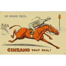 Pub vintage Cinzano Tout Seul – Grand Prix cheval course signé SEM