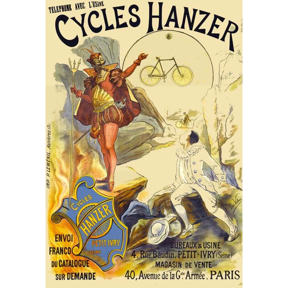 Pub vintage Cycles Hanzer vélo Paris Belle Époque Pub vintage Cycles Hanzer vélo Paris Belle Époque