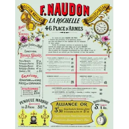 Document commercial vintage horloger Naudon La Rochelle 1892