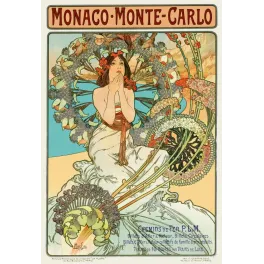 Affiche vintage Mucha Monaco Monte-Carlo PLM 1897 Art Nouveau