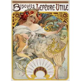 Pub vintage Biscuits LU Lefèvre-Utile Mucha calendrier 1897