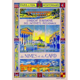 Affiche vintage Nîmes Gard PLM 1922