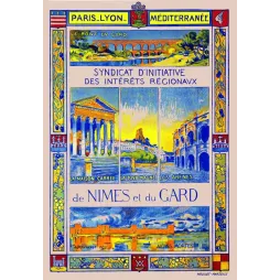 Affiche vintage Nîmes Gard PLM 1922