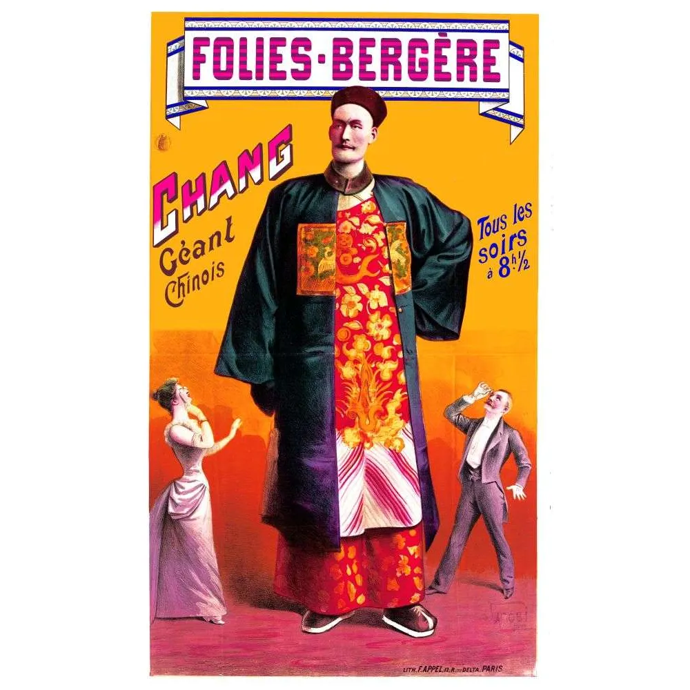 Affiche vintage Folies-Bergère Chang Géant Chinois Paris Affiche vintage Folies-Bergère Chang Géant Chinois Paris
