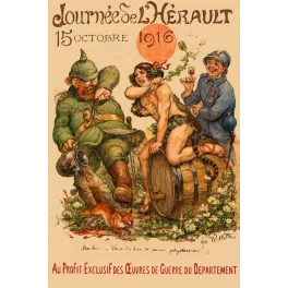 Affiche patriotique Journée Hérault 1916 Grande Guerre Willette